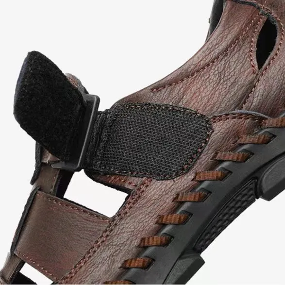 Men's Closed Toe Leather Handmade Fashion Beach Sandals