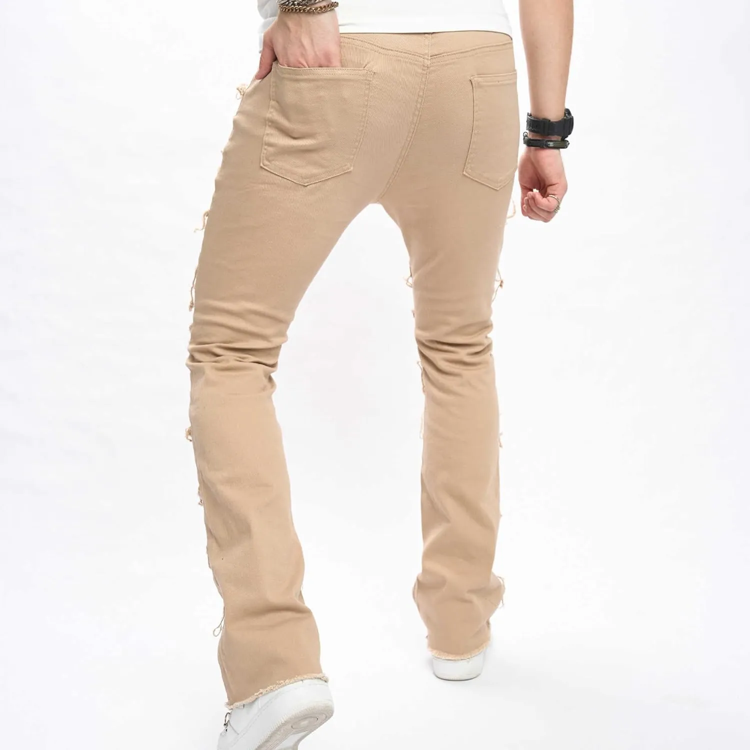Men's High Rise Straight Wide Leg Y2K Fashion Stacked Slim Fit Boyfriend Jeans