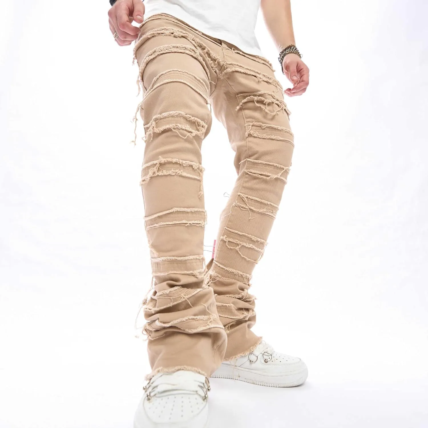 Men's High Rise Straight Wide Leg Y2K Fashion Stacked Slim Fit Boyfriend Jeans