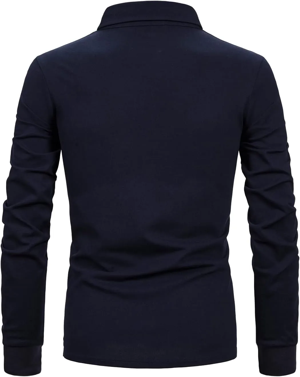 Mens Polo Shirts Long Sleeve Casual Plaid Collar Golf Shirt for Men Slim Fit Cotton Polo T Shirts Top