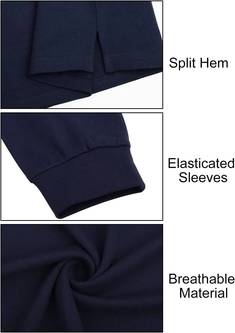 Mens Polo Shirts Long Sleeve Casual Plaid Collar Golf Shirt for Men Slim Fit Cotton Polo T Shirts Top
