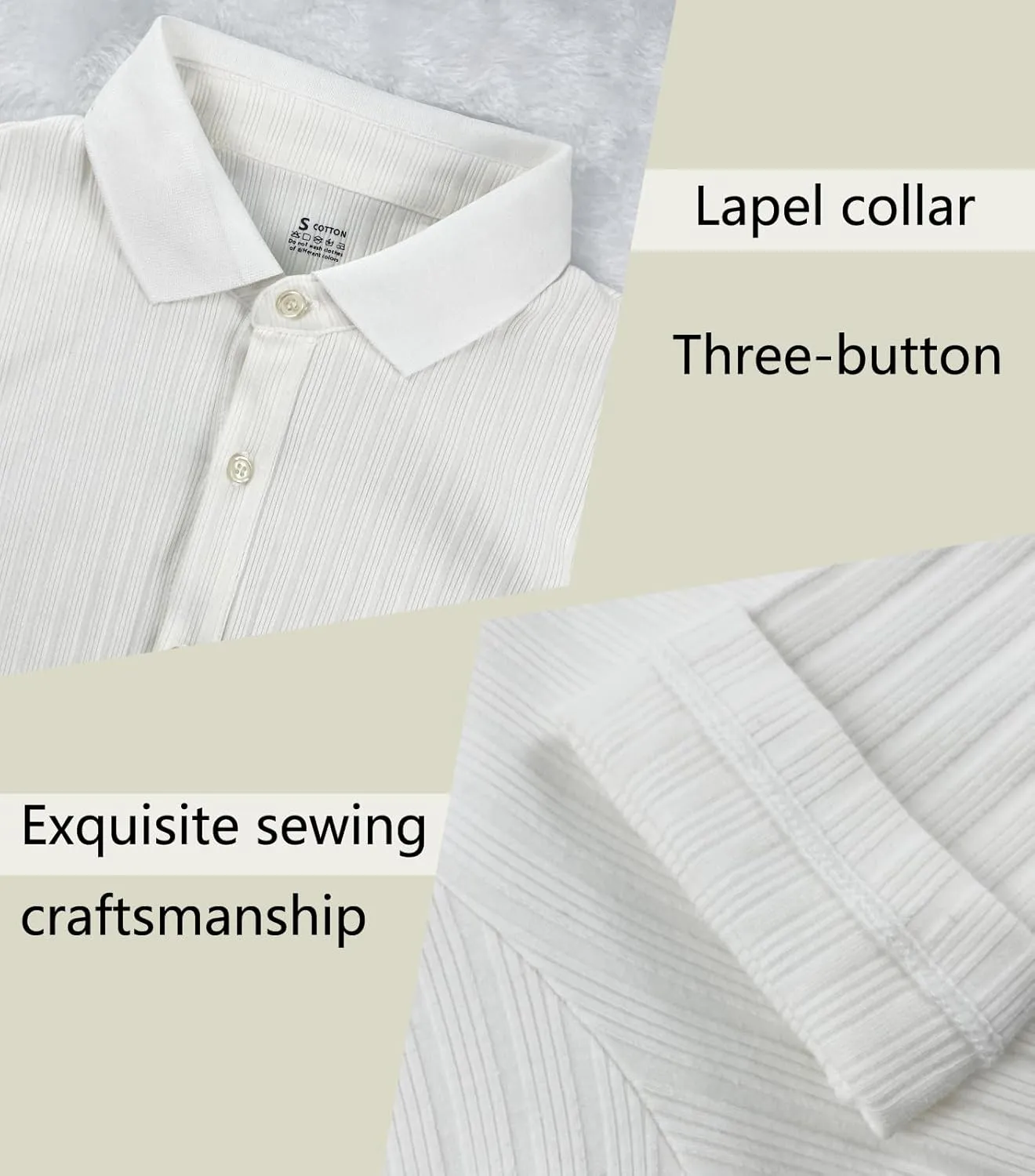 Muscle Cmdr Men's Cotton Muscle Shirts Slim Fit Business Casual Tee Long&Short Sleeve Ribbed Polo V Neck Shirt