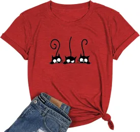 NIUBIA Women's T Shirts Summer Tops Simple Heart Graphic Shirts Sayings Short Sleeve Vacation Casual Blouse Thankful Tee