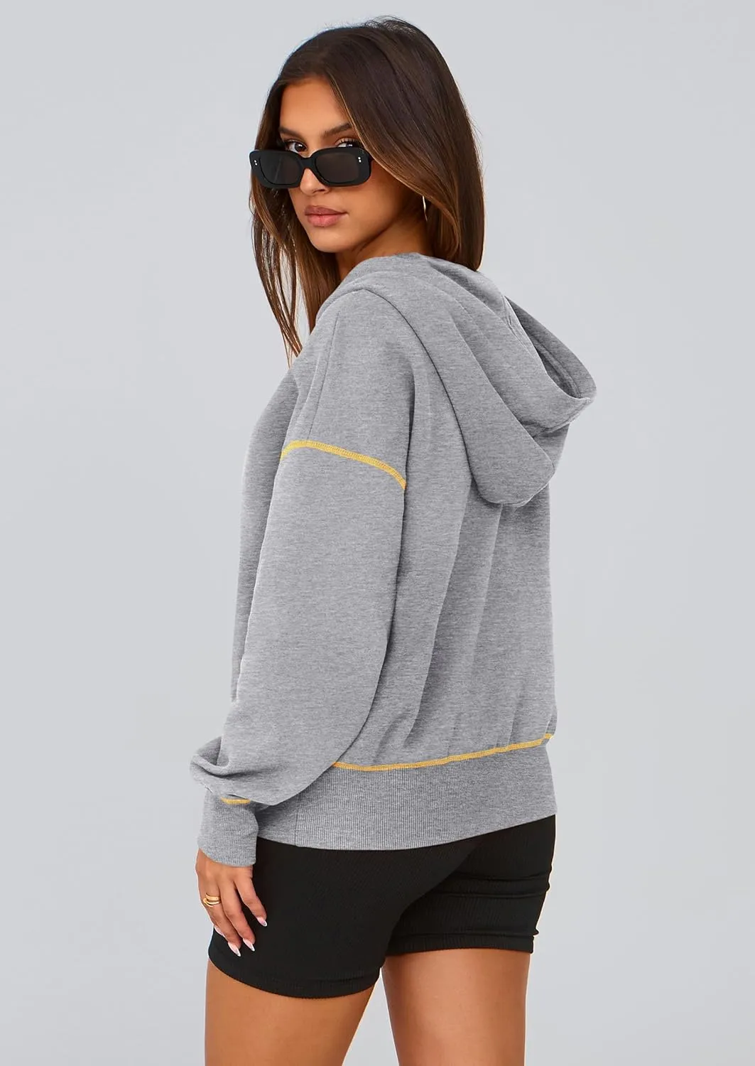 PRETTYGARDEN Women's Hooded Sweatshirts Long Sleeve Half Zip Cropped Hoodie Pullover Winter Fashion Clothes