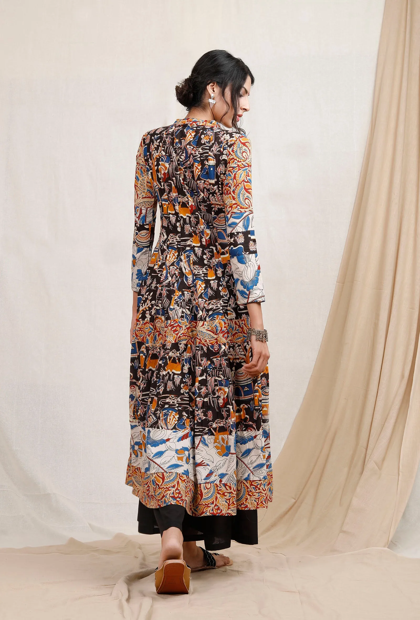 Set of 2: Three Print Kalamkari Kurta And Palazzos