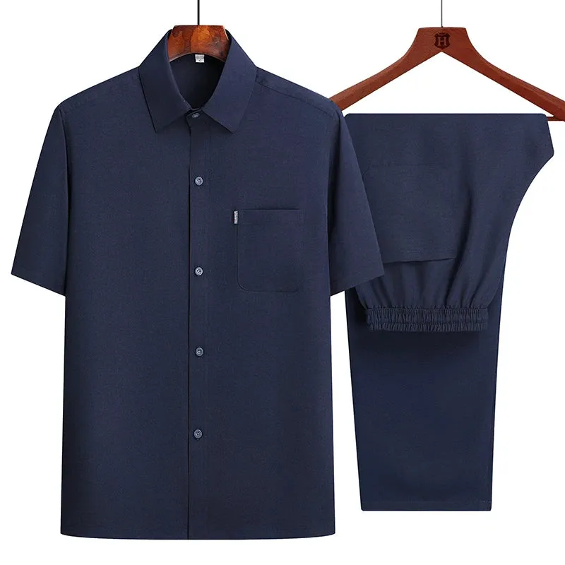Shirts   Pants 2024 summer 100% Cotton linen Sportswear Men's Casual Sets Male Fashion Chinese style shirts and trousers M-4XL