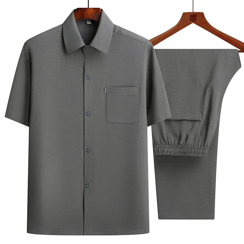 Shirts   Pants 2024 summer 100% Cotton linen Sportswear Men's Casual Sets Male Fashion Chinese style shirts and trousers M-4XL
