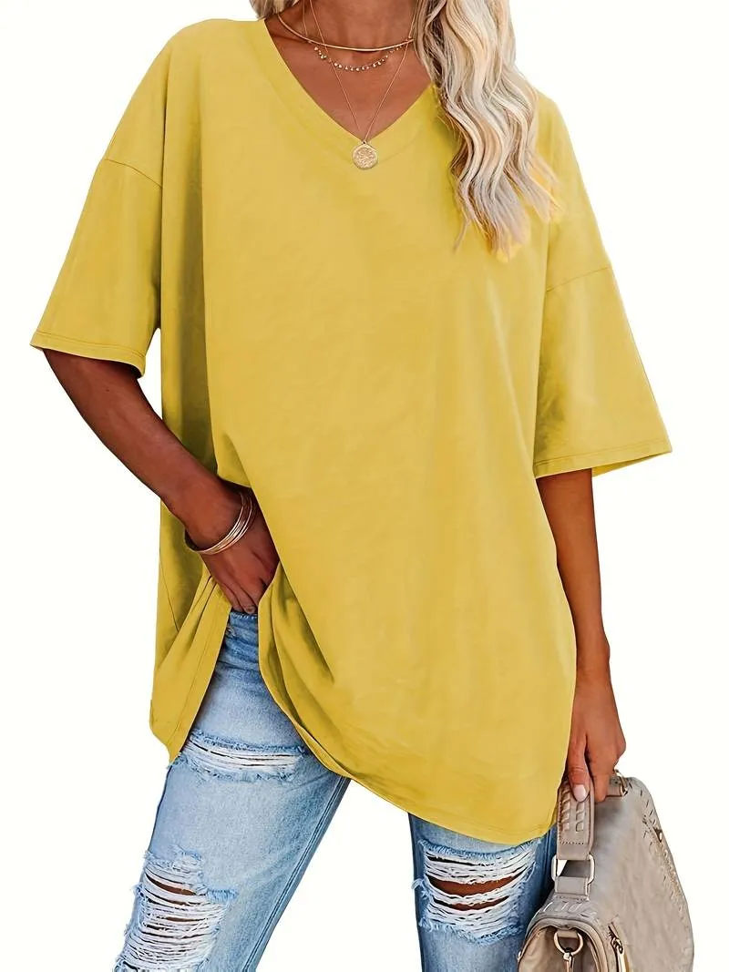 Teagan - Solid V Neck T-Shirt