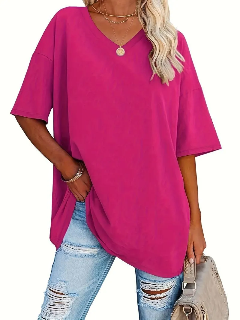 Teagan - Solid V Neck T-Shirt