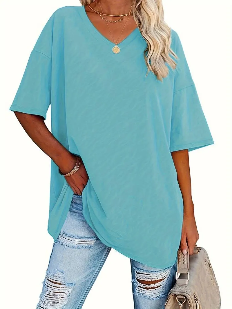 Teagan - Solid V Neck T-Shirt