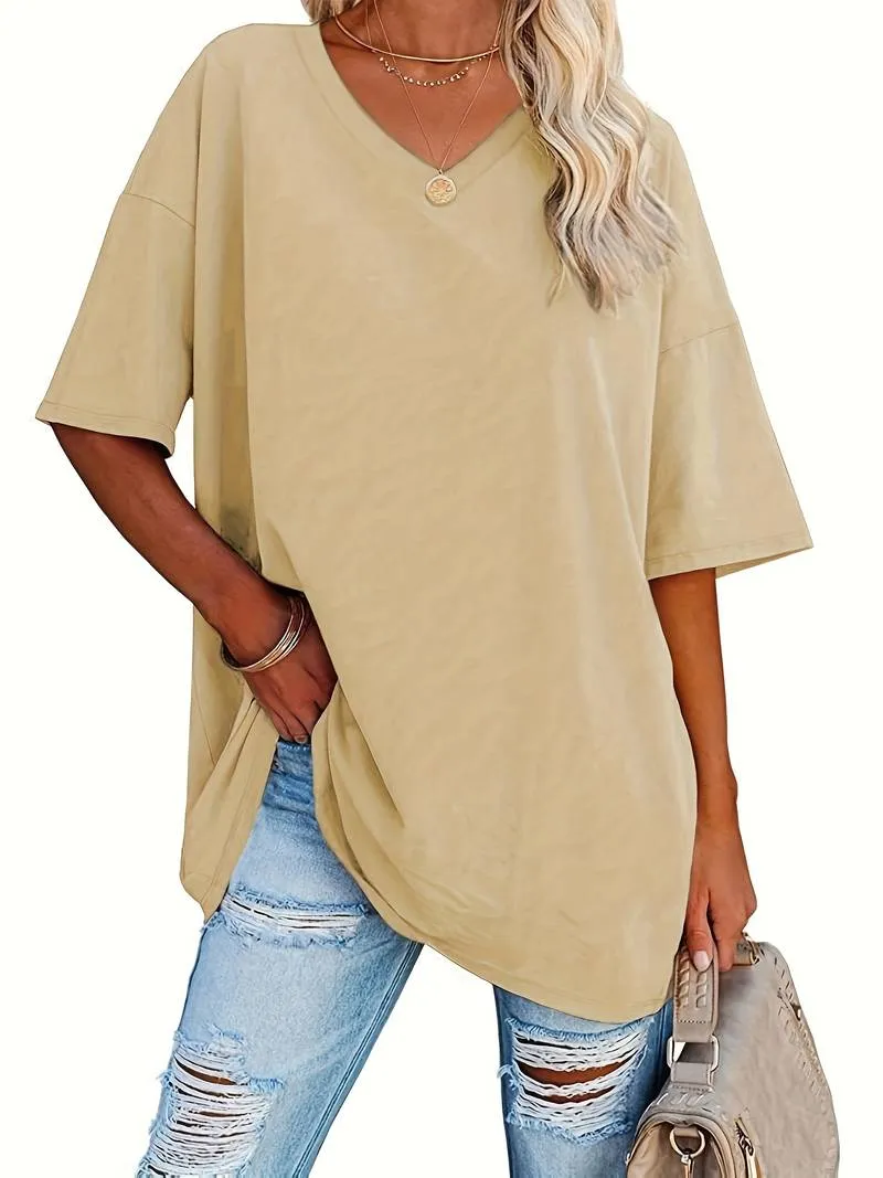 Teagan - Solid V Neck T-Shirt