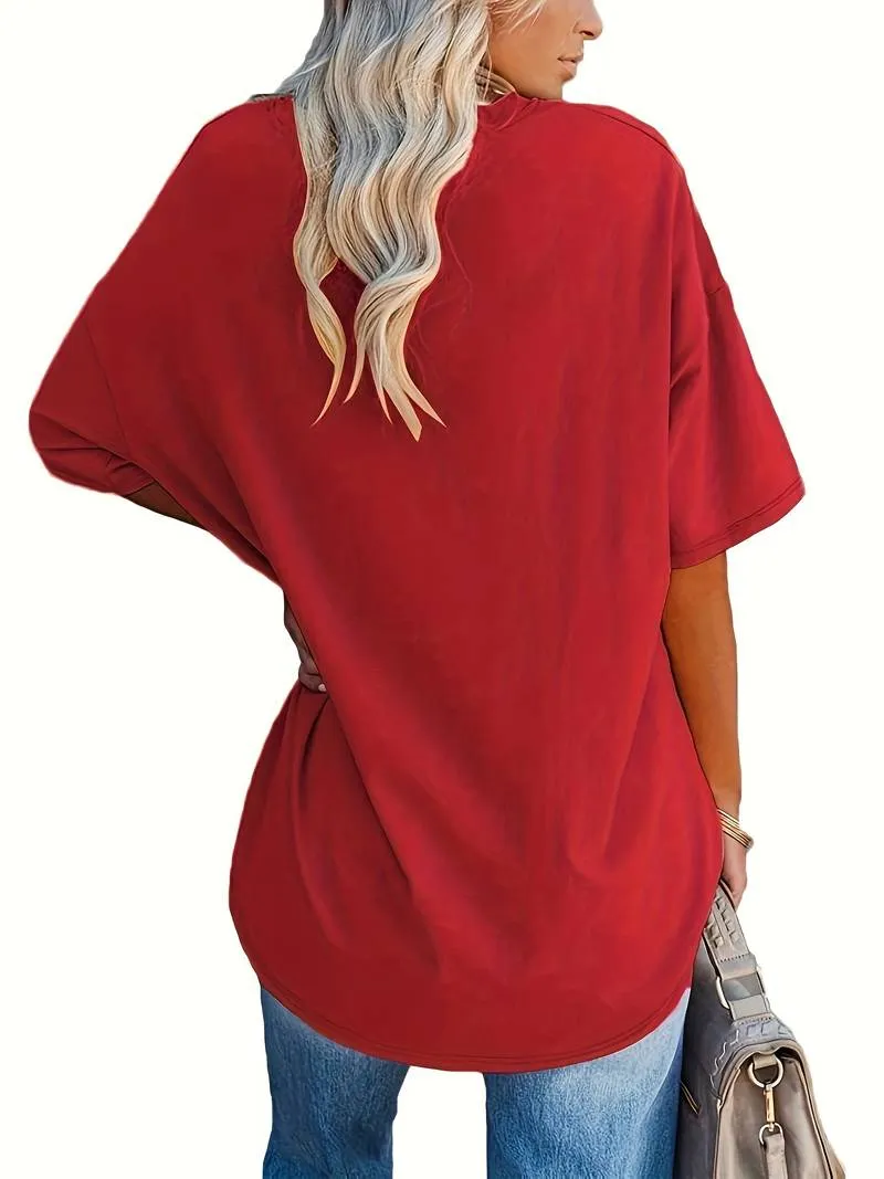 Teagan - Solid V Neck T-Shirt