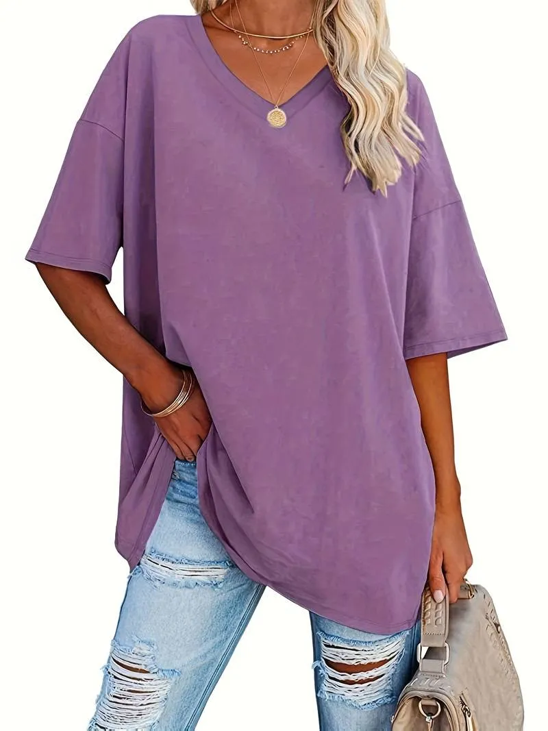 Teagan - Solid V Neck T-Shirt