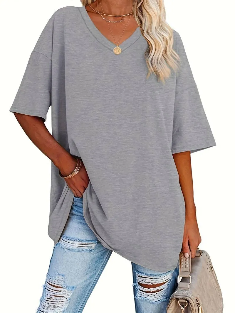 Teagan - Solid V Neck T-Shirt
