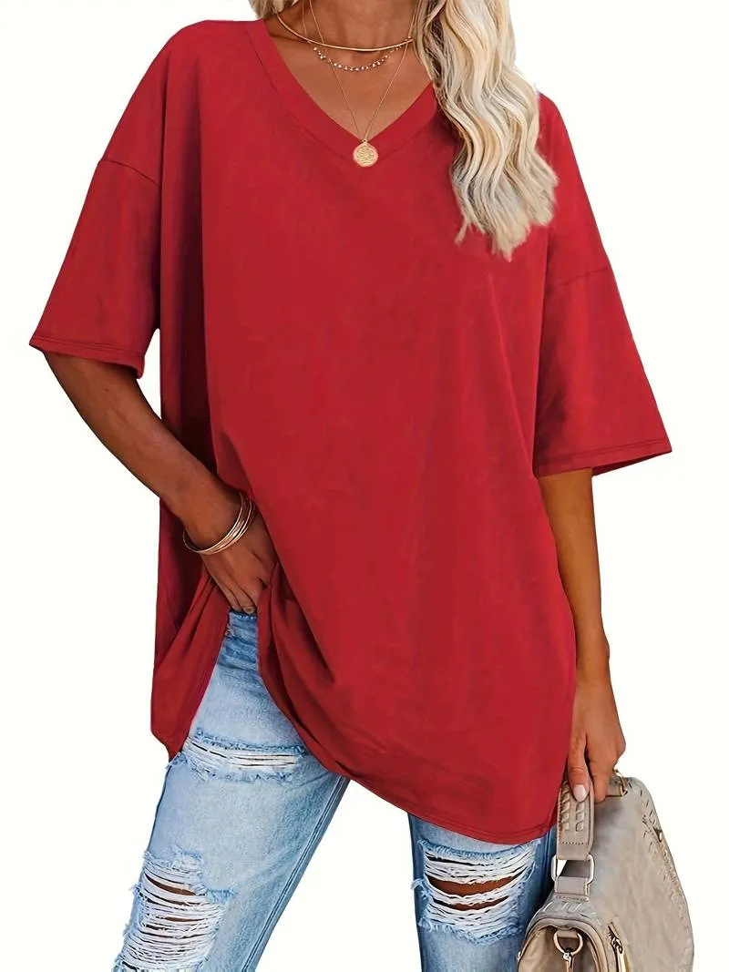 Teagan - Solid V Neck T-Shirt