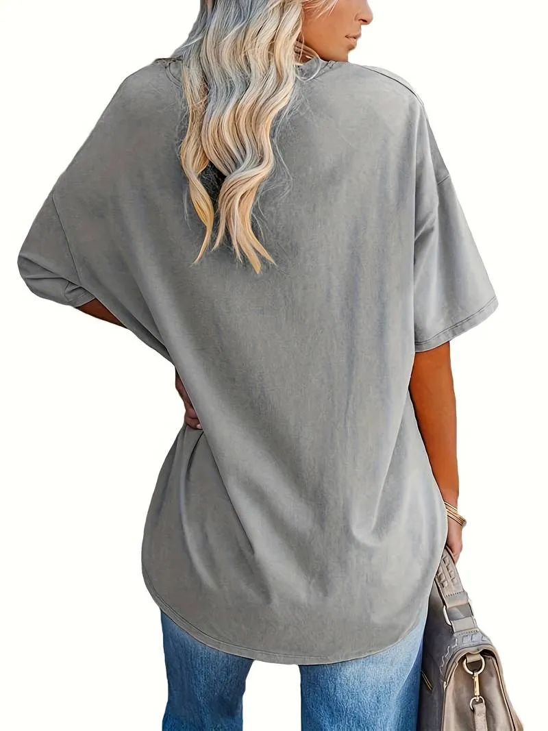 Teagan - Solid V Neck T-Shirt