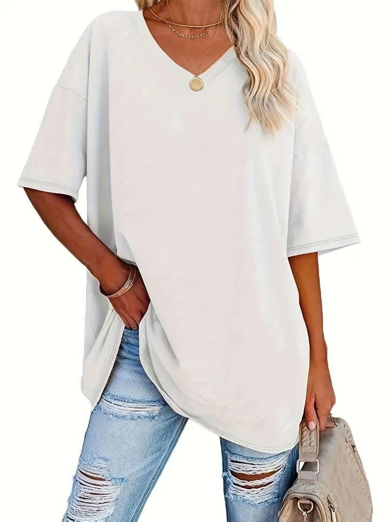 Teagan - Solid V Neck T-Shirt