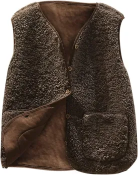 tuduoms Womens Sherpa Vest Casual Warm Fuzzy Faux Shearling Vest Sleeveless Fleece Jacket Pockets Teddy Coat Gilet for Winter