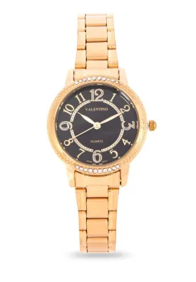 Valentino 20122199-BLACK DIAL Gold Stainless Steel Watch for Women