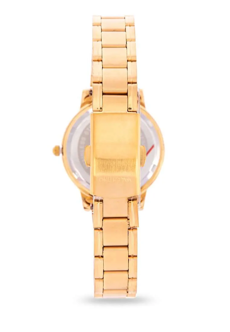 Valentino 20122199-BLACK DIAL Gold Stainless Steel Watch for Women