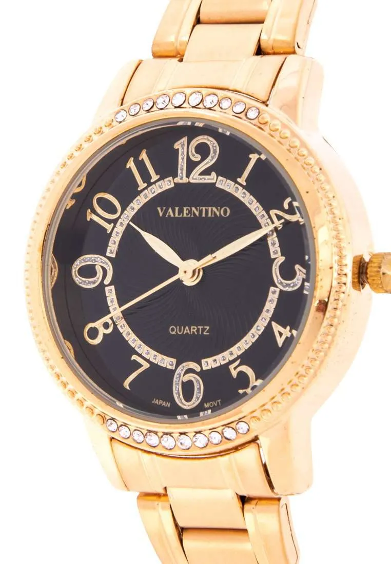 Valentino 20122199-BLACK DIAL Gold Stainless Steel Watch for Women