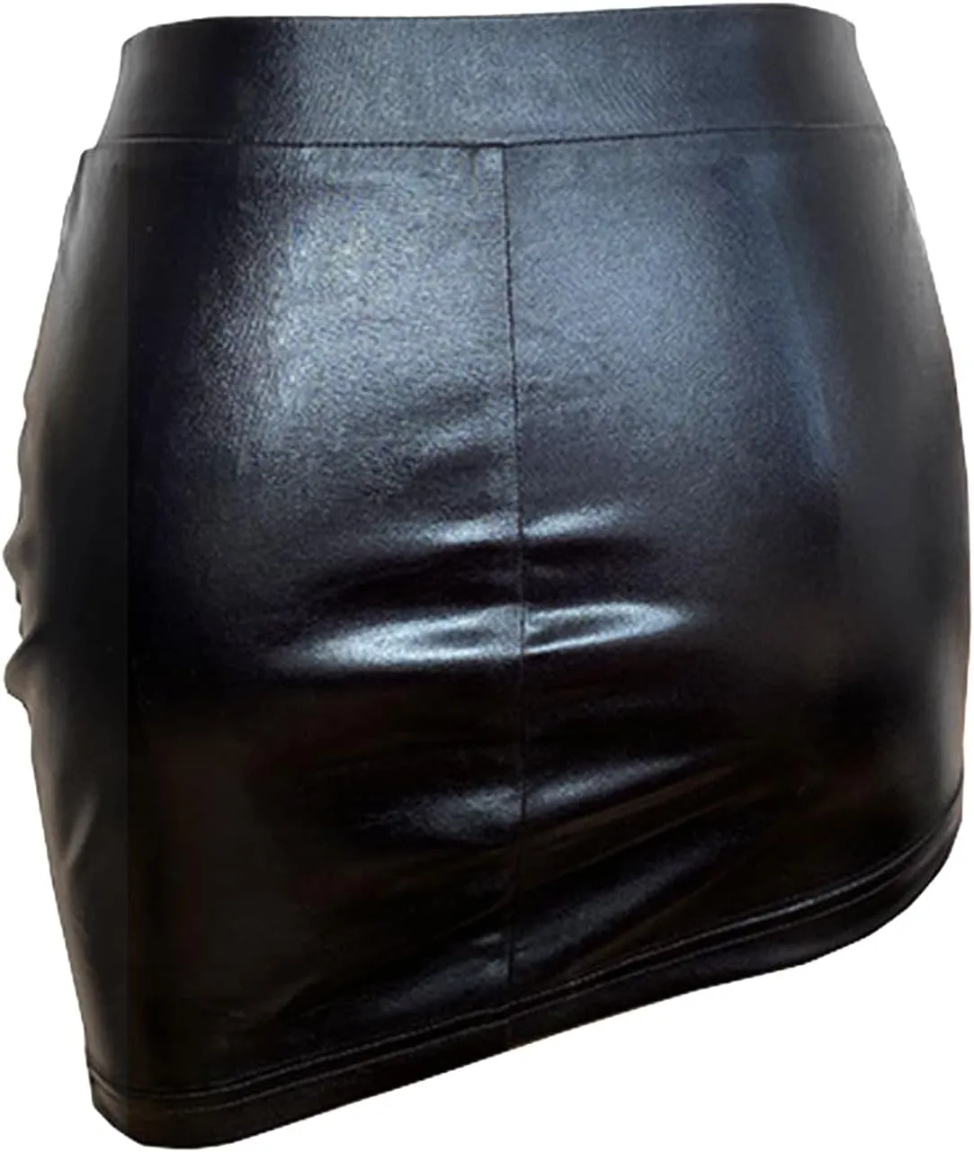 Vintage Faux Leather Women Mini Skirt High Waist A Line Pencil Skirt Asymmetric Side Cotton Skirts for Women Mini Length