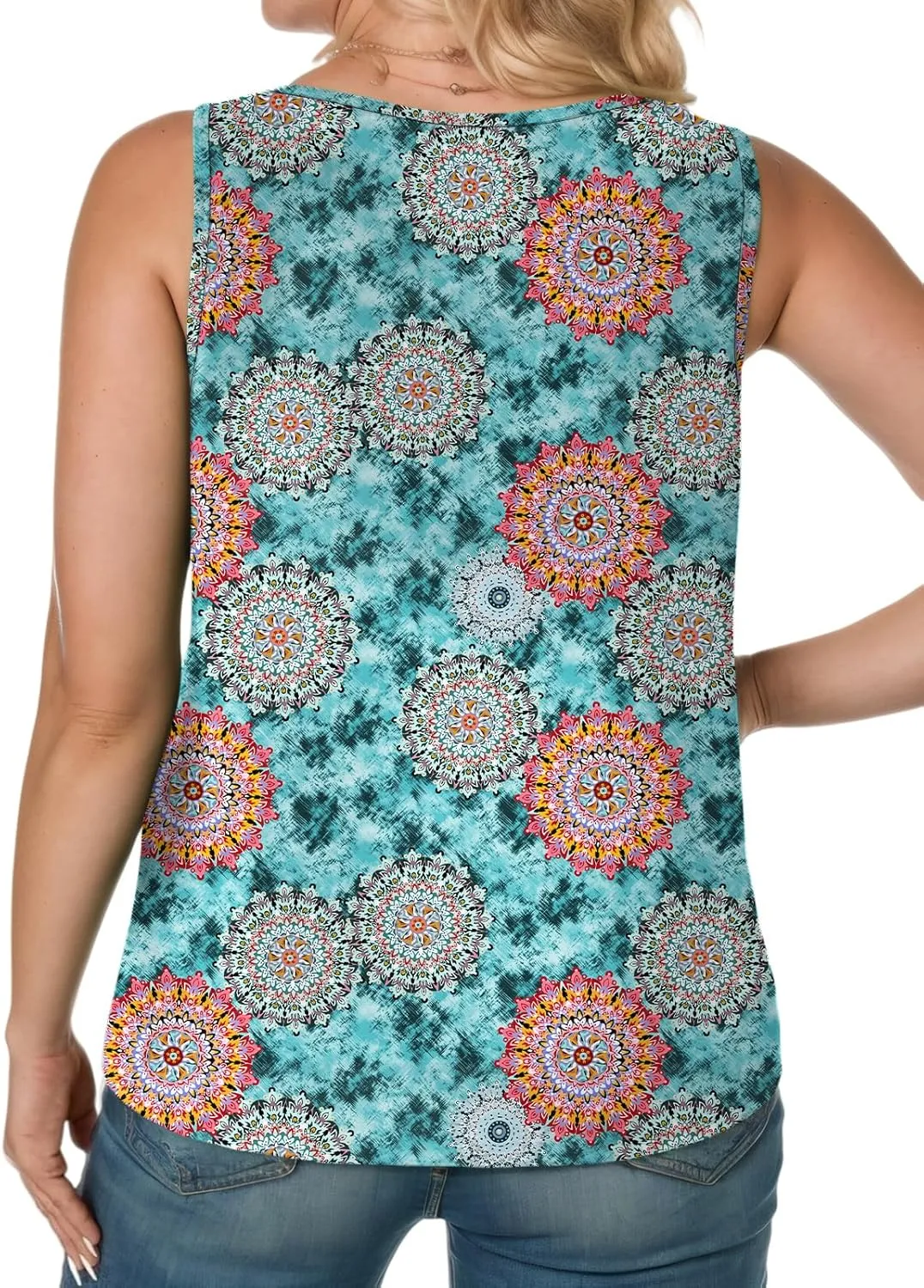 VISLILY Womens-Plus-Size-Tank-Tops 2025 Casual V Neck Sleeveless T Shirts Flowy Pleated Tunics Trendy Cute Blouses XL-5XL