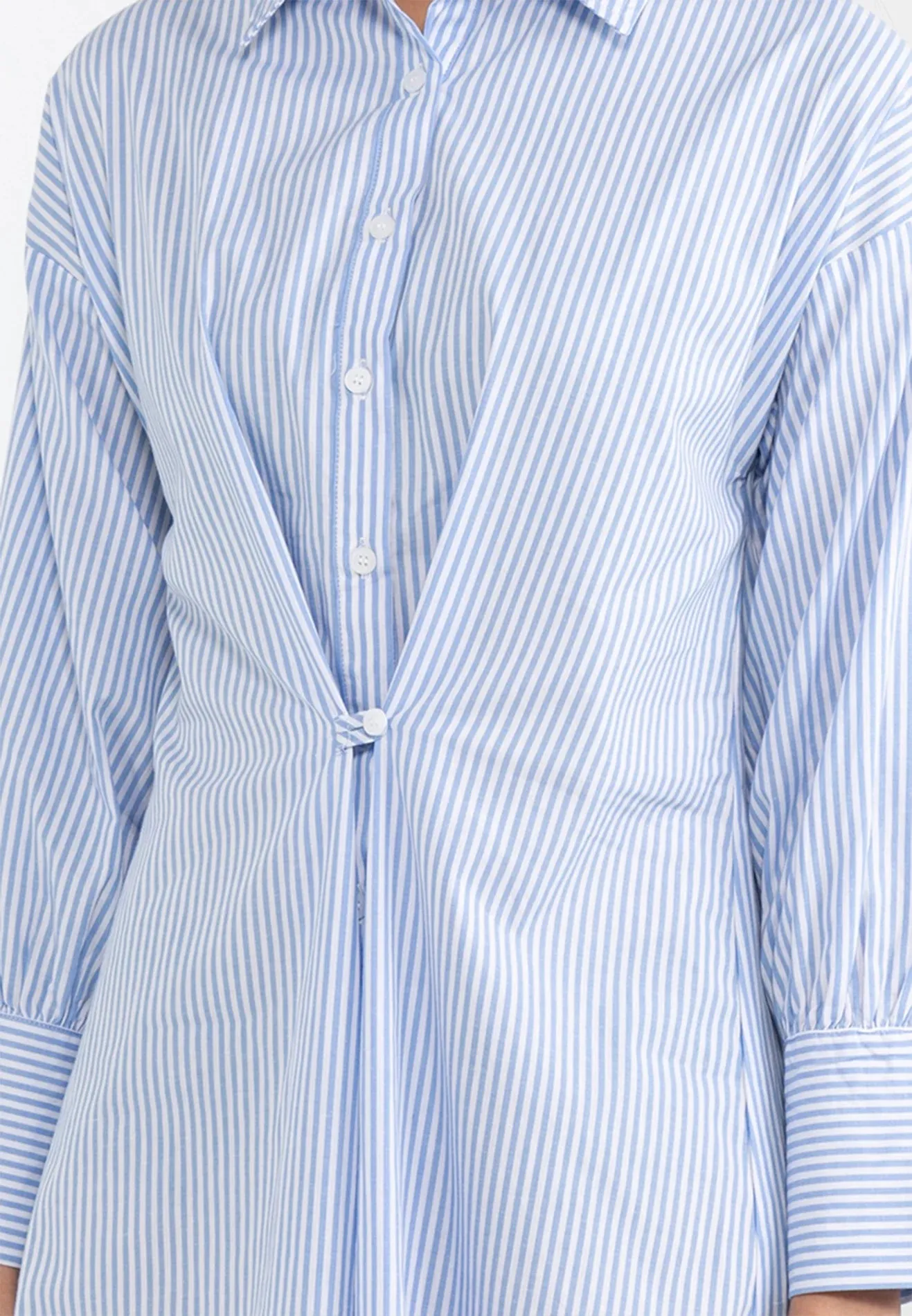 VOIR JEANS Striped Detail Collar Shirt Dress