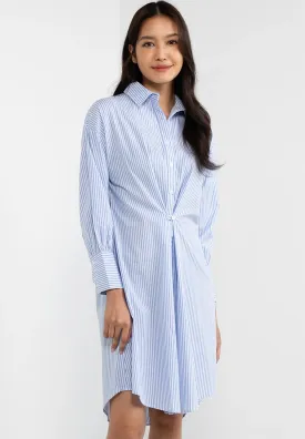 VOIR JEANS Striped Detail Collar Shirt Dress
