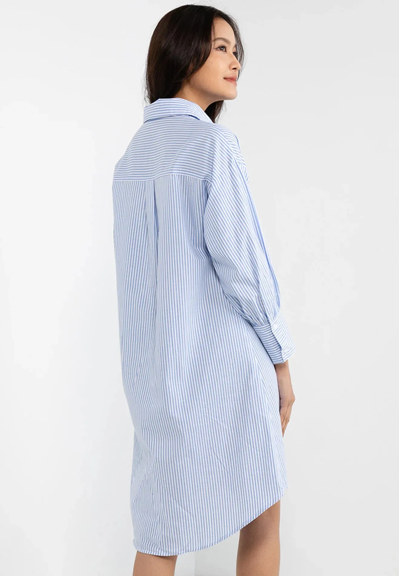 VOIR JEANS Striped Detail Collar Shirt Dress
