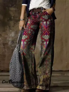 Women's Casual Vintage Floral Printed Pants
