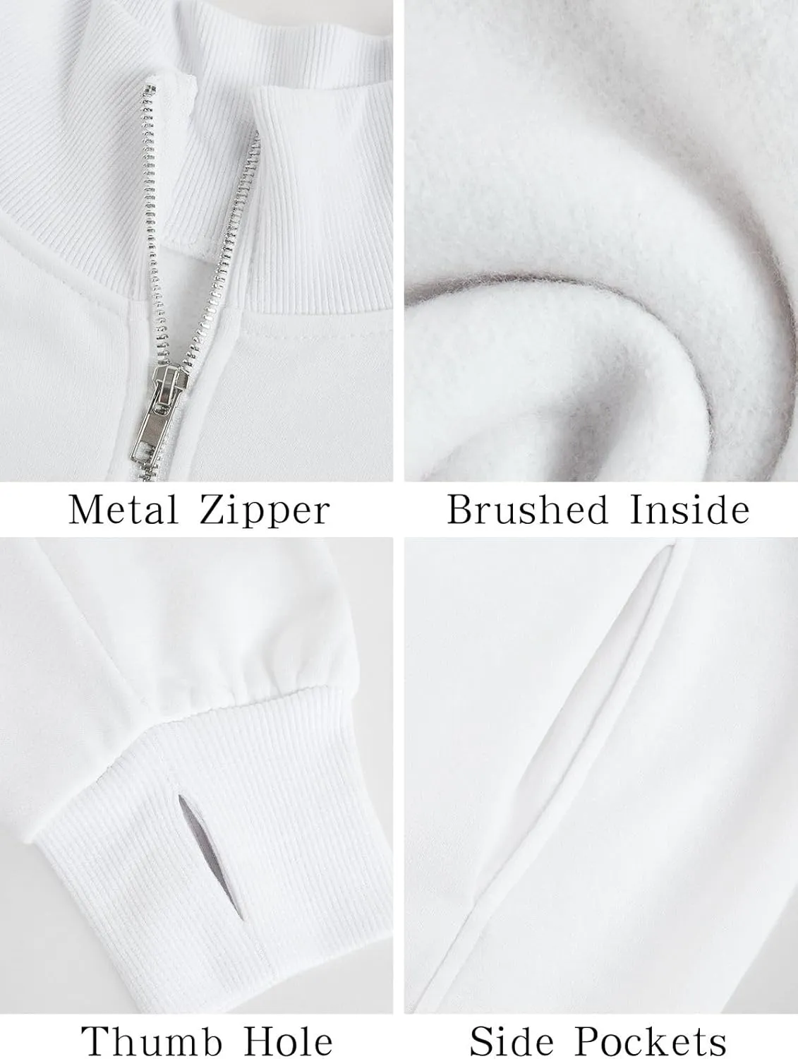 Women's Half Zip Sweatshirts Fleece Stand Collar Long Sleeve Thumb Hole Oversized Pullovers with Pockets