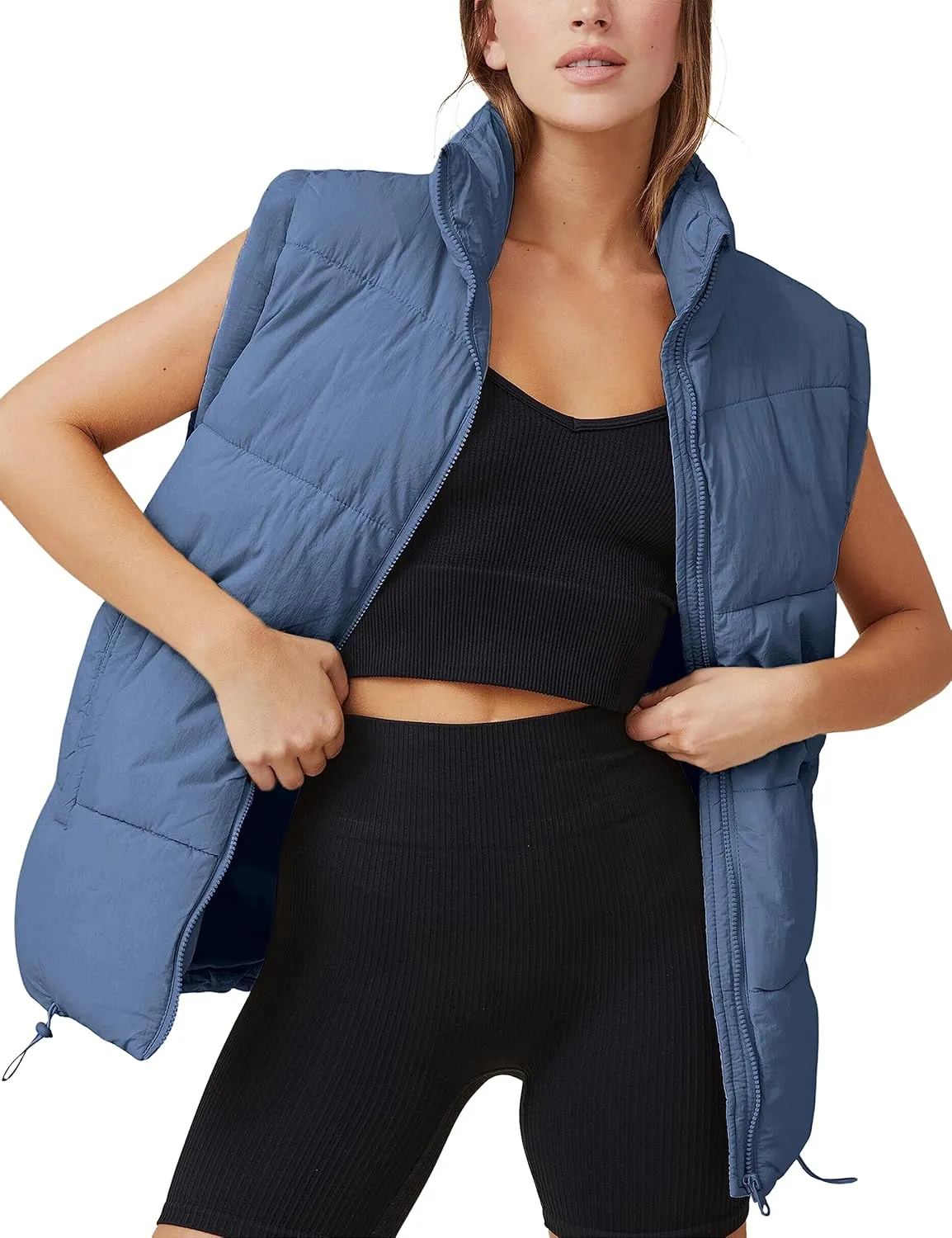 Xiaoxuemeng Womens Puffer Vest Collared Sleeveless Zip Up Padded Gilet Jacket Outwear