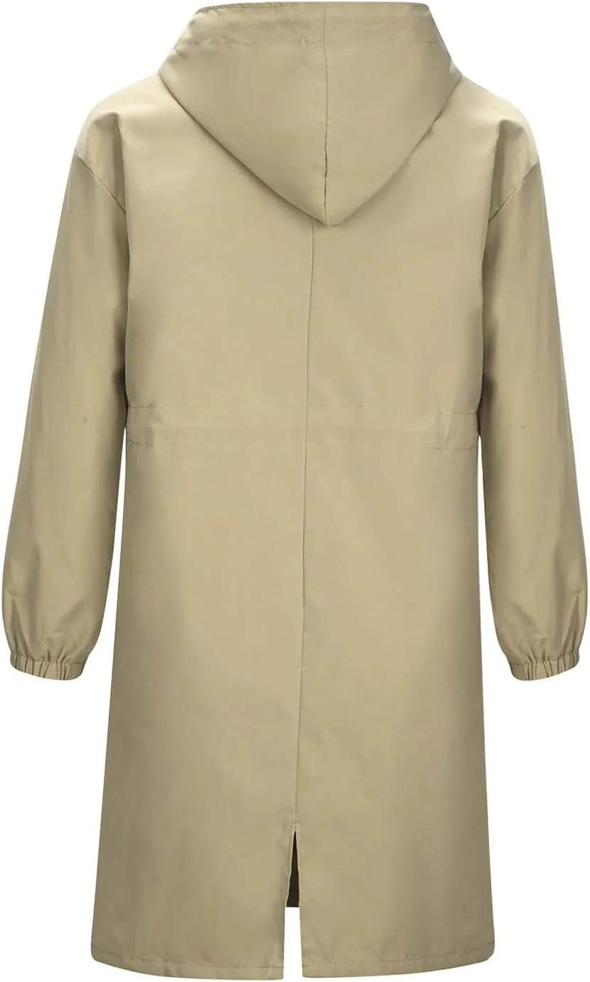 XUNRYAN Plus Size Women's Trench Jackets Rain Jacket Loose Hooded Oversized Elegant Windbreaker Comfortable Coat Outwear