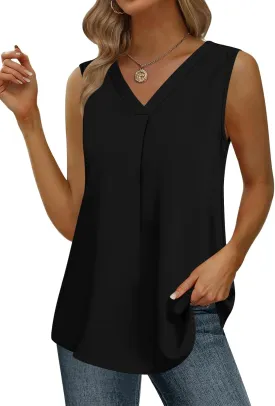 Yincro Womens Summer Dressy Chiffon Blouses V Neck Ruffle Short Sleeve Casual Tunic Tops