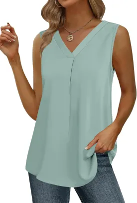 Yincro Womens Summer Dressy Chiffon Blouses V Neck Ruffle Short Sleeve Casual Tunic Tops