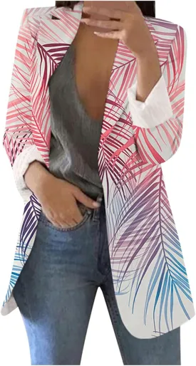 ZEFOTIM Blazers for Women Print Light Weight Trendy Trench Coats Ladies Work Professional Fashion Casual Jackets
