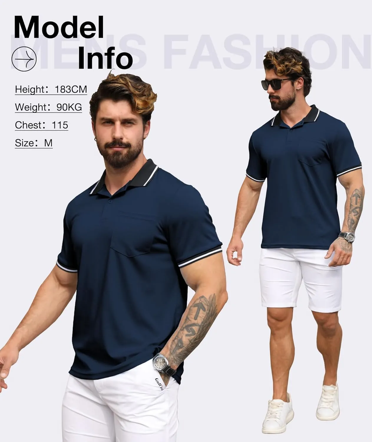 ZITY 3 Pack Men Polo Shirts Short Sleeve with Pocket Sport Wicking Shirts for Men Casual Athletic Collared T-Shirts
